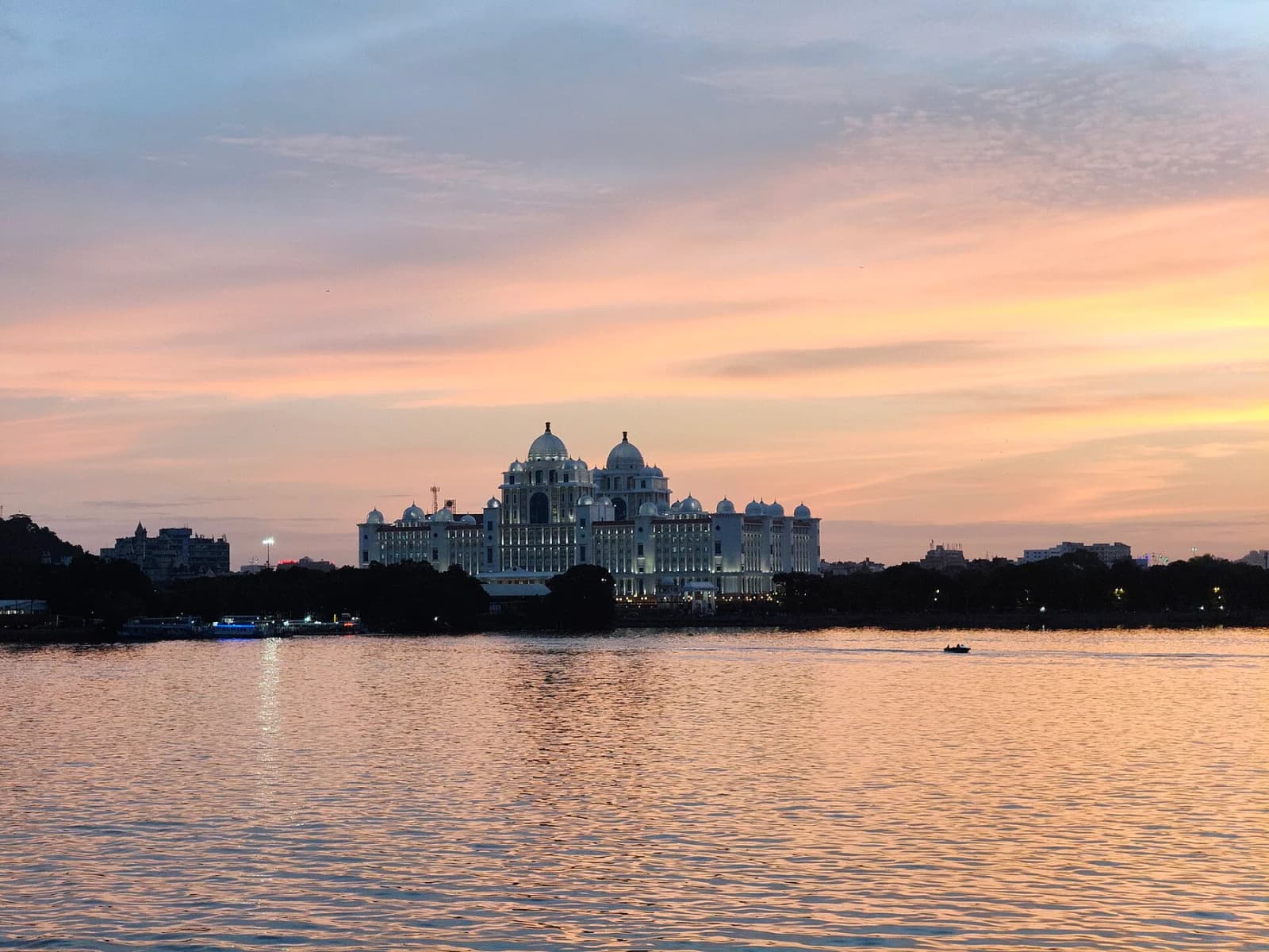 The Dr B. R. Ambedkar Telangana State Secretariat beside Hussain Sagar.