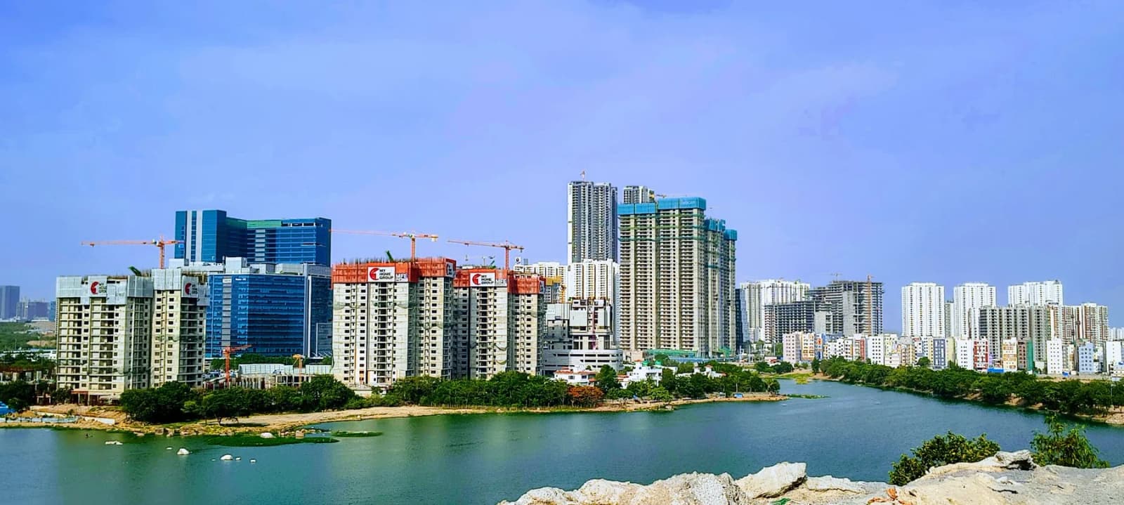 The Financial District skyline from Kokapet