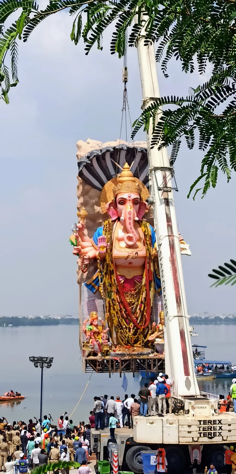the Khairatabad Ganesh during an earlier immersion at Hussain Sagar.