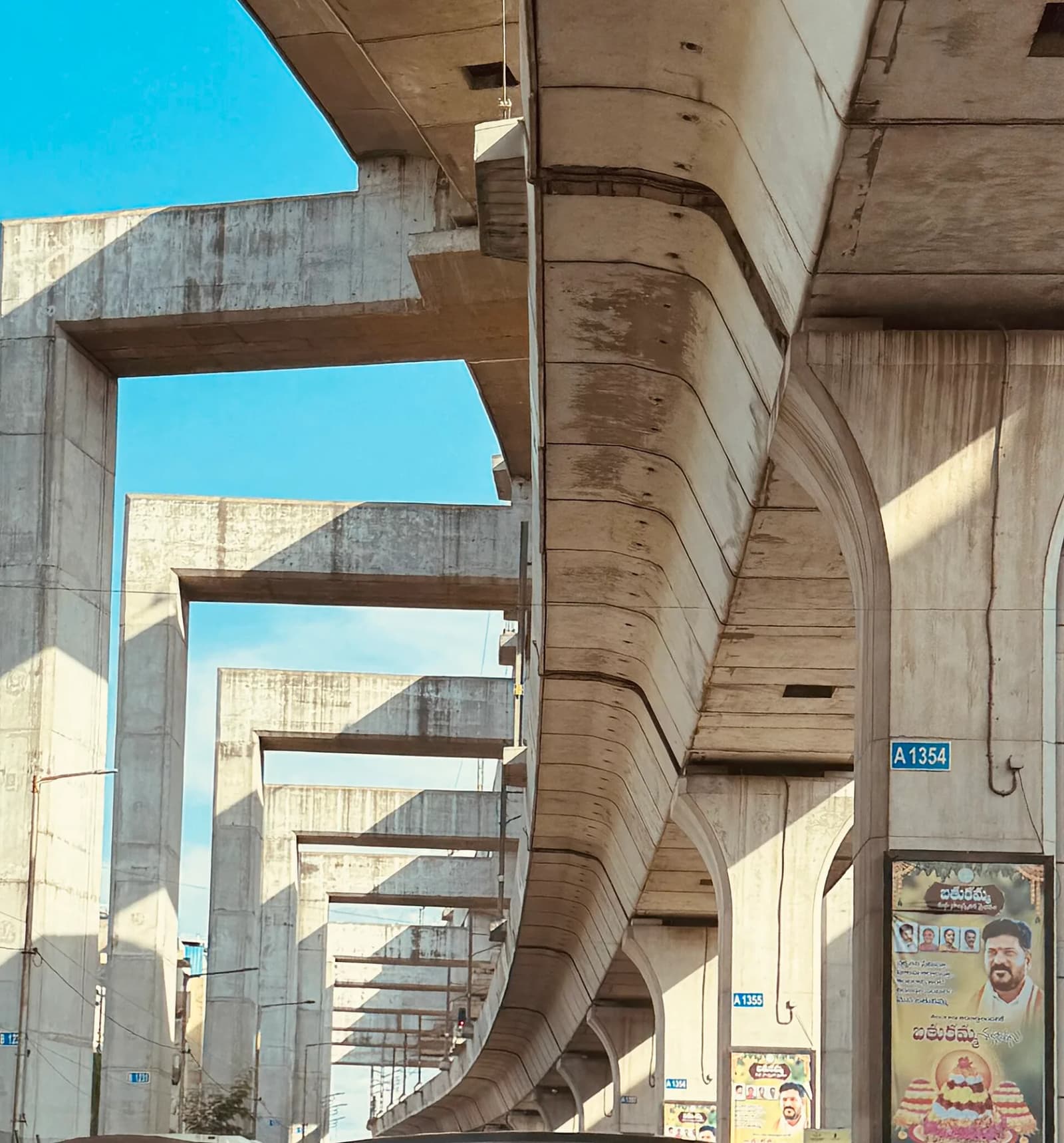 The Hyderabad Metro Red Line viaduct at Koti.