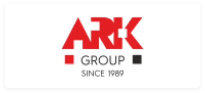 Wordmark logo reading ARK Group with two small squares and the line since 1989