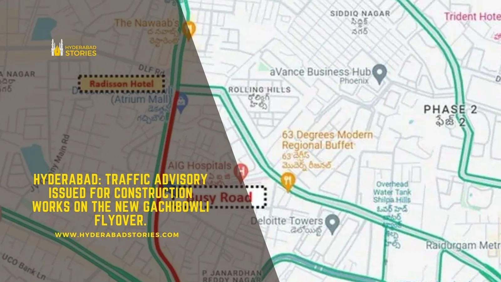 News graphic showing a street map with a route and landmarks marked