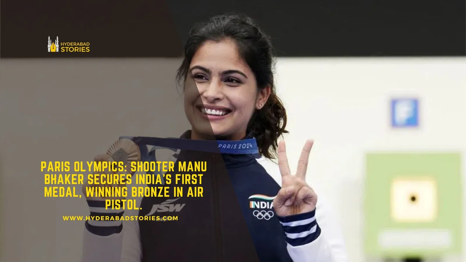 News graphic of an athlete in a team jacket making a victory sign