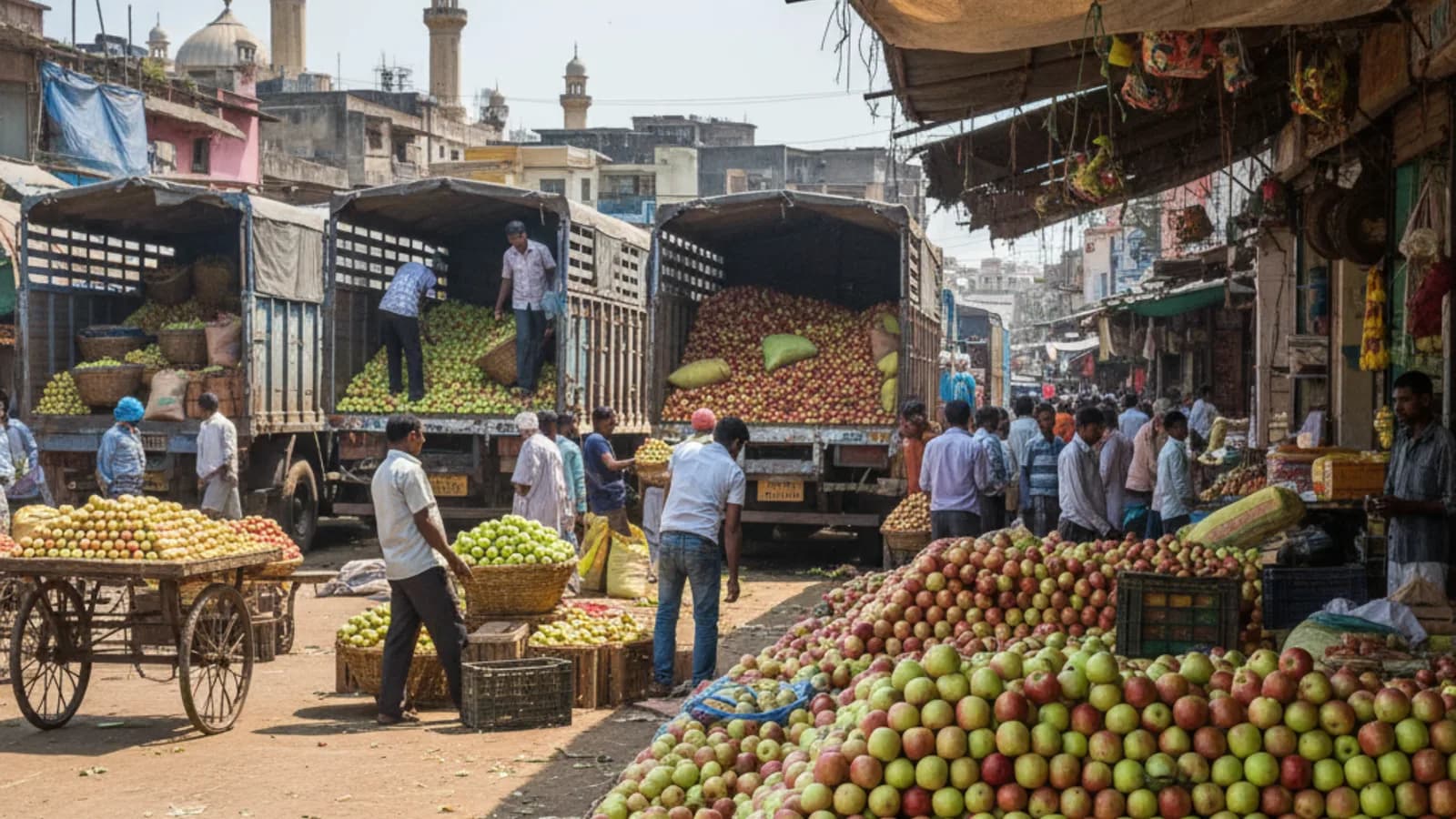 Truckloads of Fresh Kashmiri Apples Flood Hyderabad Markets This Season