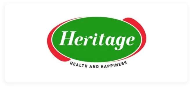 Oval logo reading Heritage above the line health and happiness
