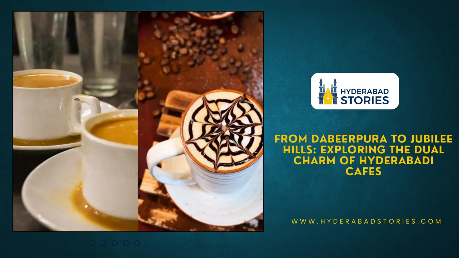 News graphic of two cups of coffee, one with patterned latte art