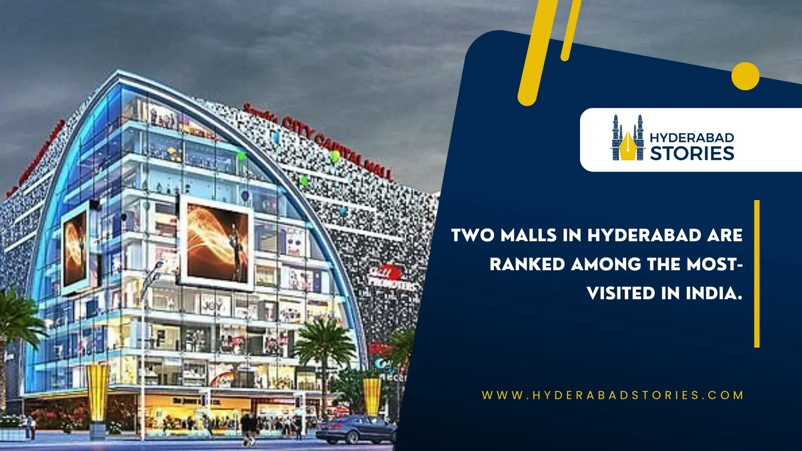 News graphic of a curved glass shopping mall exterior