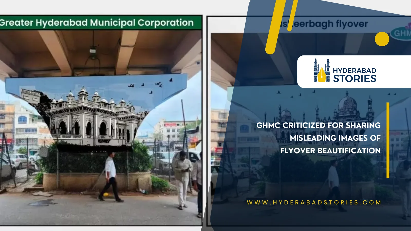 GHMC Criticized for Sharing Misleading Images of Flyover Beautification