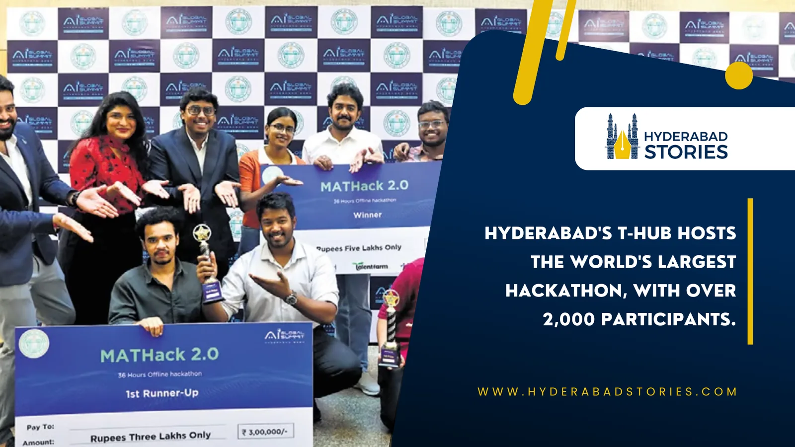 Hyderabad’s T-Hub hosts the world’s largest hackathon, with over 2,000 participants.