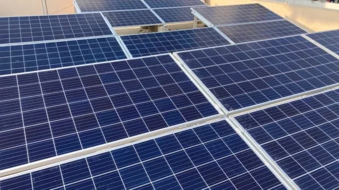 Close-up of solar photovoltaic panels