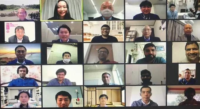 Grid of participants in an online video meeting
