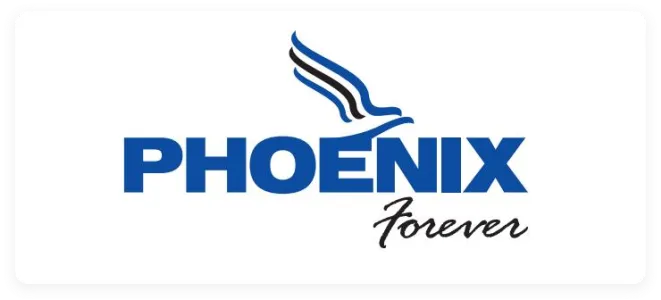 Wordmark logo reading Phoenix with a bird mark and the word forever