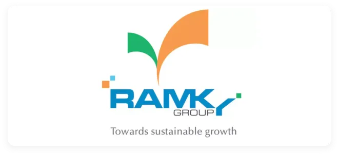 Logo reading Ramky Group above the line towards sustainable growth