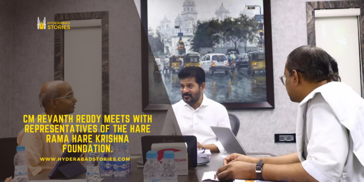 CM Revanth Reddy meets with representatives of the Hare Rama Hare Krishna Foundation.