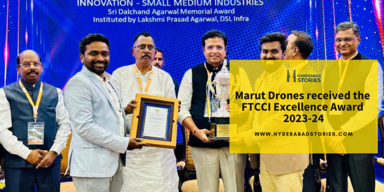 Marut Drones, based in Hyderabad, wins the FTCCI Excellence Award for Product Innovation.