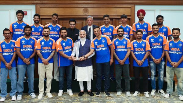 T20 World Cup Champions receive a grand welcome upon arriving in India.