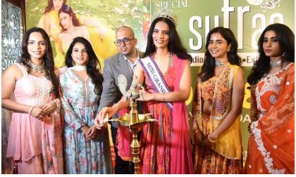 Hyderabad: Miss Grand India Praachi Nagpal inaugurates the ‘Sutraa’ exhibition at Taj Krishna.