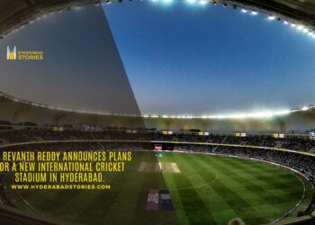 Revanth Reddy announces plans for a new international cricket stadium in Hyderabad.