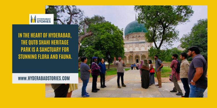 In the heart of Hyderabad, the Qutb Shahi Heritage Park is a sanctuary for stunning flora and fauna.