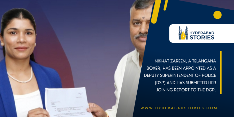 Nikhat Zareen, a boxer from Telangana, has been appointed as a Deputy Superintendent of Police (DSP) and has officially submitted her joining report to the Director General of Police (DGP).
