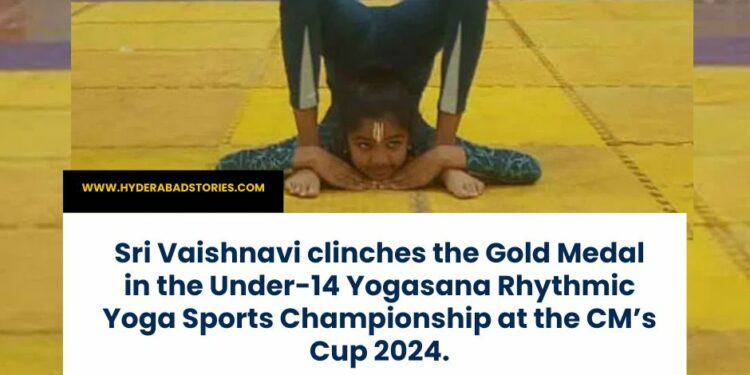 Sri Vaishnavi clinches the Gold Medal in the Under-14 Yogasana Rhythmic Yoga Sports Championship at the CM’s Cup 2024.