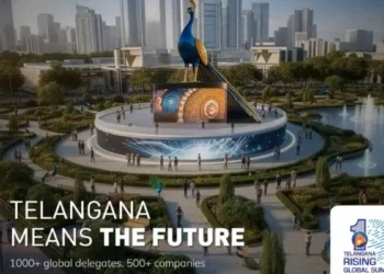 The Telangana Rising Global Summit welcomes the public to its exhibition.