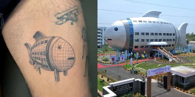 Why a Hyderabad Man Chose the Iconic ‘Fish Building’ for His Latest Tattoo